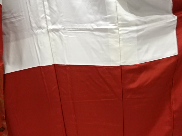  流水に草花模様小紋着物